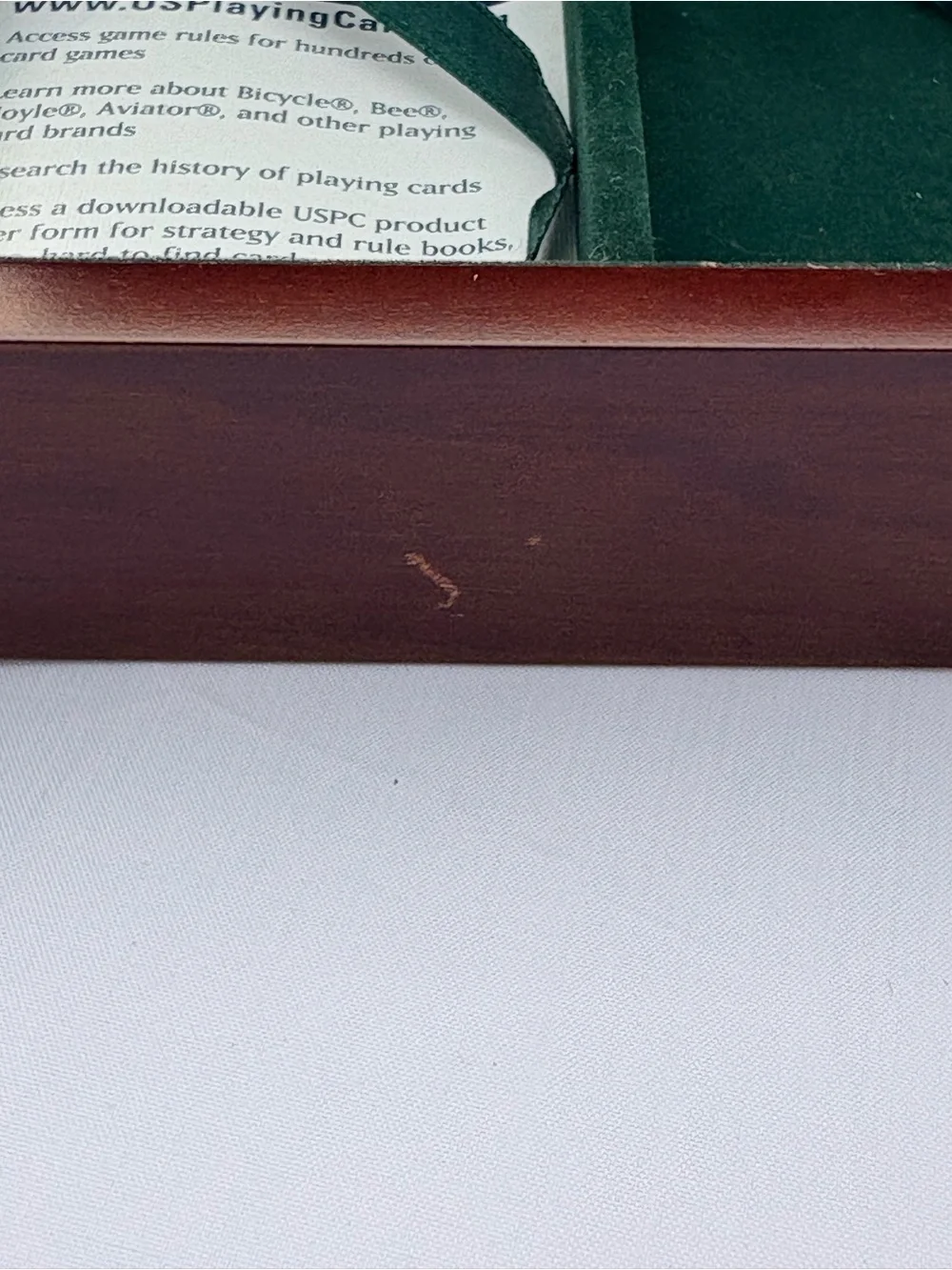 Wooden Keepsake or Card Deck Box with Brass Inlay